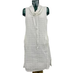 209 Wst 38 Ivory White Sleeveless Gingham Cowl Neck Short Dress Women's 4 S 2550